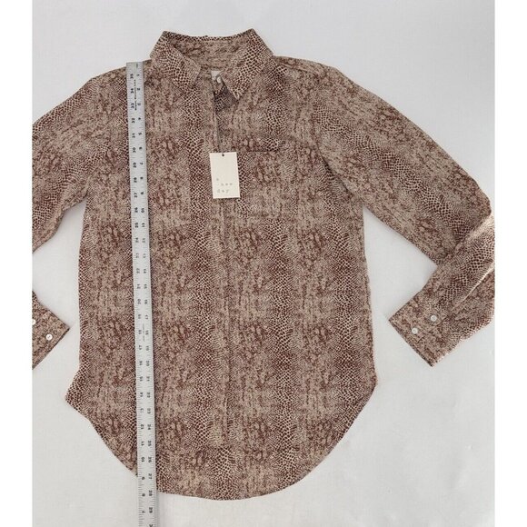 NWT A New Day‎ Button Front Brown Snake Print Satin Shirt Sz Sm, Boho, Office - Picture 10 of 11